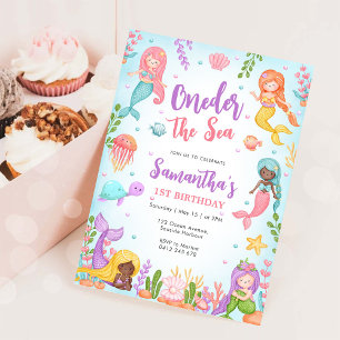 Invitación Sirena Pequeña Bajo El Mar Cumpleaños 1