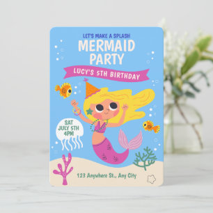 Invitación Sirena personalizado Bajo El Cumpleaños Del Mar