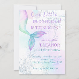 Invitación Sirena Primer Cumpleaños Fiesta De Sirena De Mar
