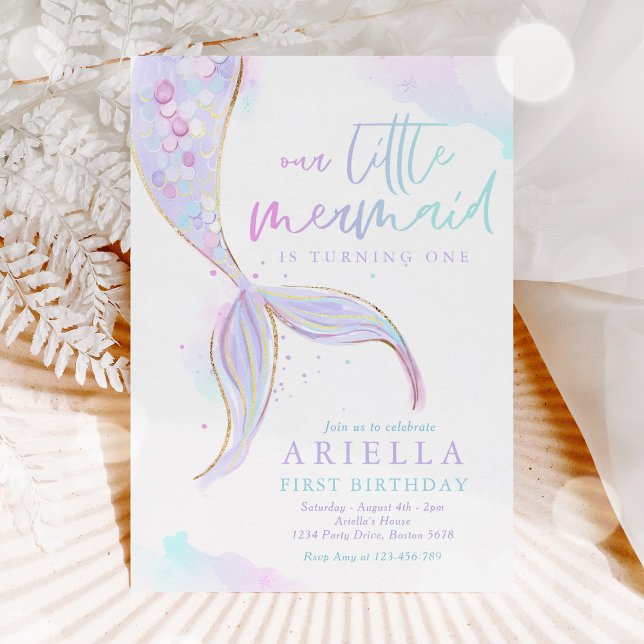 Invitación Sirena Primer Cumpleaños Fiesta De Sirena De Mar (Subido por el creador)
