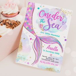 Invitación Sirena Primera Fiesta de Cumpleaños ONE der The Se