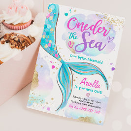 Invitación Sirena Primera Fiesta de Cumpleaños ONE der The Se