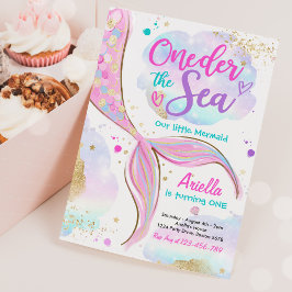 Invitación Sirena Primera Fiesta de Cumpleaños ONE der The Se