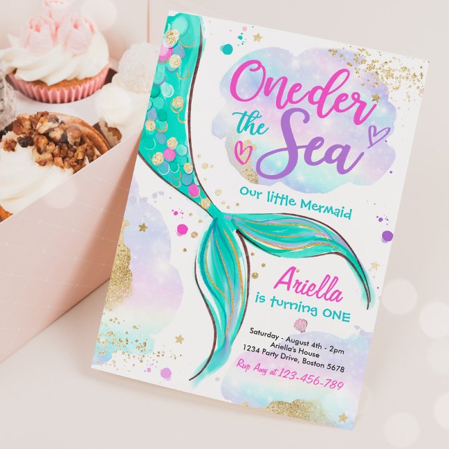 Invitación Sirena Primera Fiesta de Cumpleaños ONE der The Se (Subido por el creador)