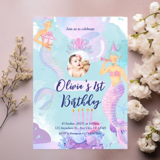 Invitación Sirena Primera Fiesta de Cumpleaños ONE der The Se (Subido por el creador)