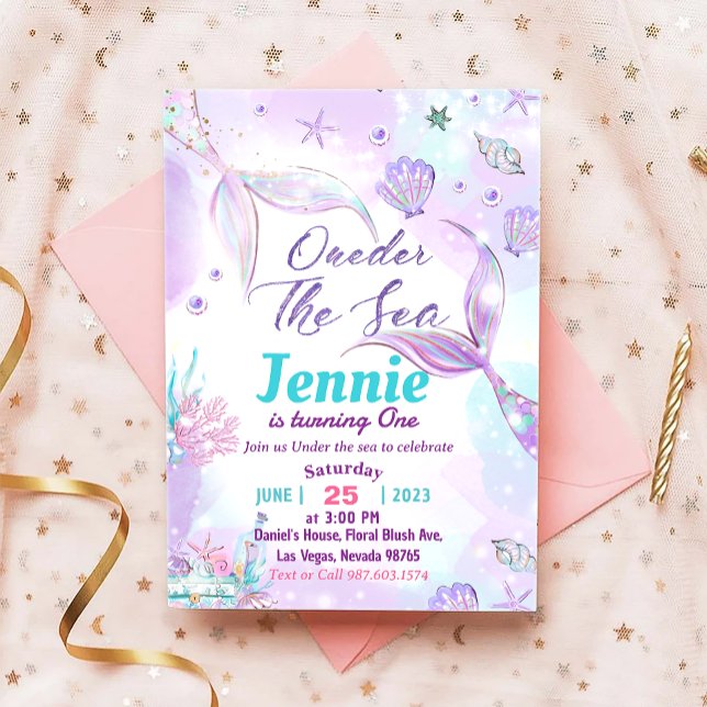 Invitación Sirena Primera Fiesta de Cumpleaños ONE der The Se (Subido por el creador)