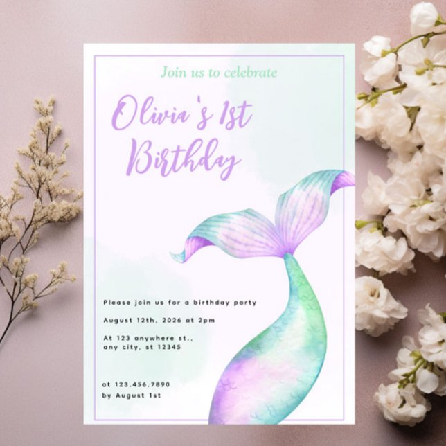 Invitación Sirena Primera Fiesta de Cumpleaños ONE der The Se (Subido por el creador)