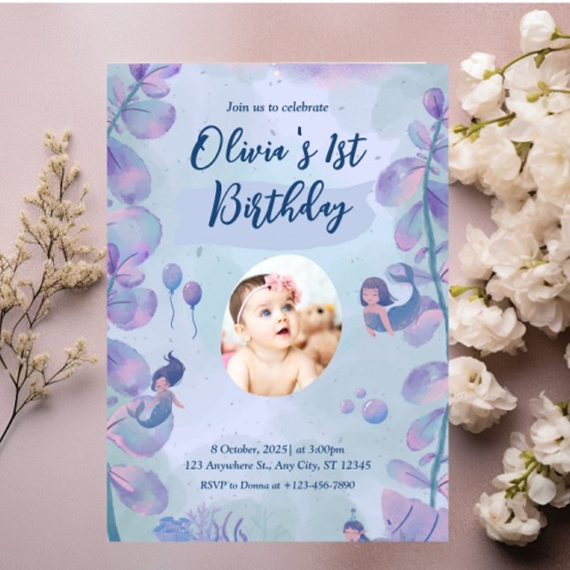 Invitación Sirena Primera Fiesta de Cumpleaños ONE der The Se (Subido por el creador)