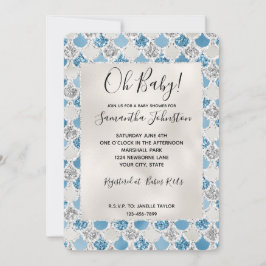 Invitación Sirena Purpurina de perla turquesa plateada