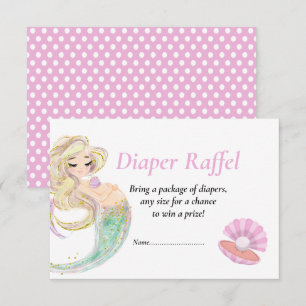 Invitación Sirena Rosa Diape Raffel para Baby Shower lunares
