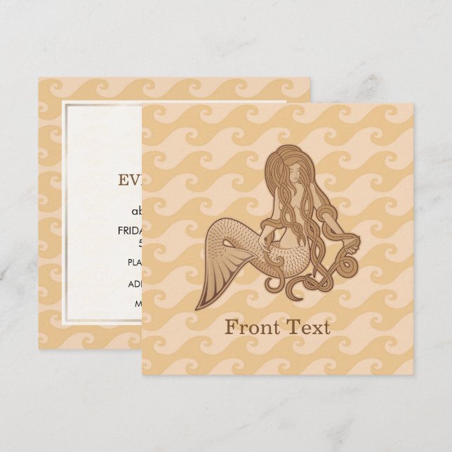 Invitación Sirena sentada beige (Anverso / Reverso)