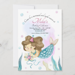 Invitación Sirena trae fiesta de cumpleaños actual