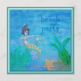 Invitación Sirena tropical del fiesta de la playa