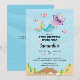 Invitación Sirena Unicornio bajo la fiesta de cumpleaños del 