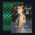 Invitación Sirena Verde Fiesta Moderna Dulces 16 Fotos<br><div class="desc">Personaliza para cualquier evento.</div>