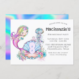 Invitación Sirena Vida Marina | Fiesta de Cumpleaños con Edad