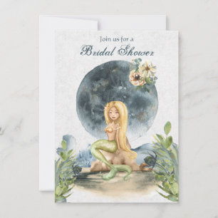 Invitación Sirena y ducha de novias en plena luna