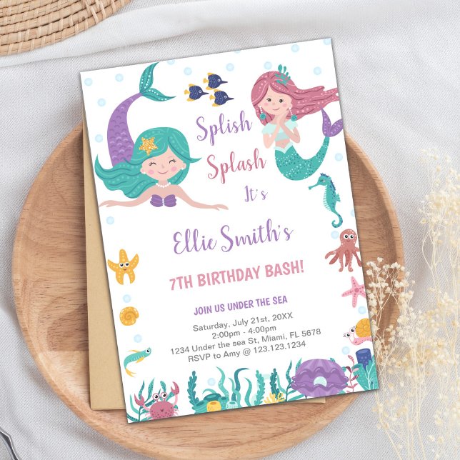 Invitación Sirenas De personalizable Bajo El Mar (Mermaids Under the sea Invitations)