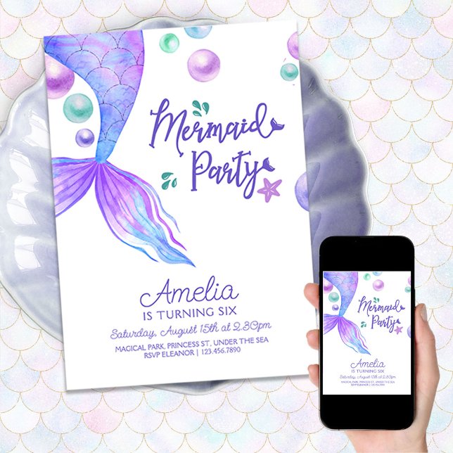 Invitación Sirenas navegan bajo la fiesta de cumpleaños del m (Subido por el creador)