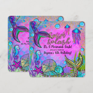 Invitación Sirenas y conchas marinas Fiesta de cumpleaños baj