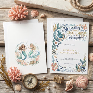 Invitación Sirenas y Matrimonio Fiesta de Despedida de Solter