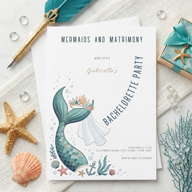 Invitación Sirenas y Matrimonio Fiesta de Soltera en el Mar (Subido por el creador)