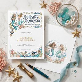 Invitación Sirenas y Matrimonio Fiesta de Soltera en la Playa