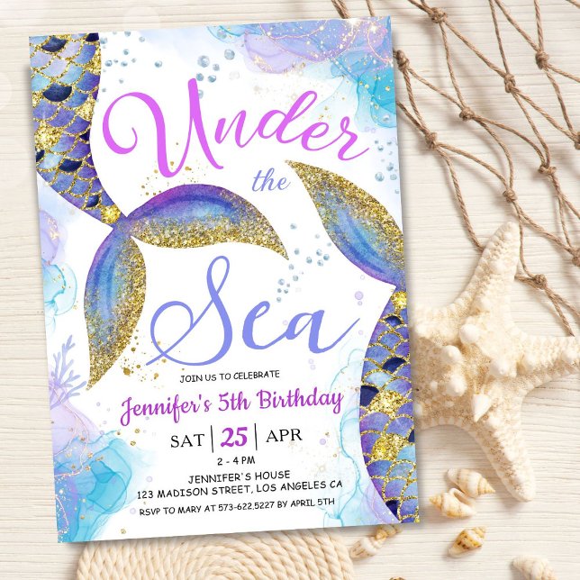 Invitación Sirenita 5.ª Chica de cumpleaños bajo el mar (Subido por el creador)