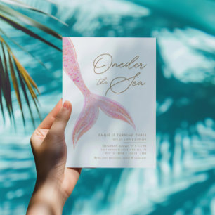 Invitación Sirenita abre Bonito de Chicas marinos cumpleaños 