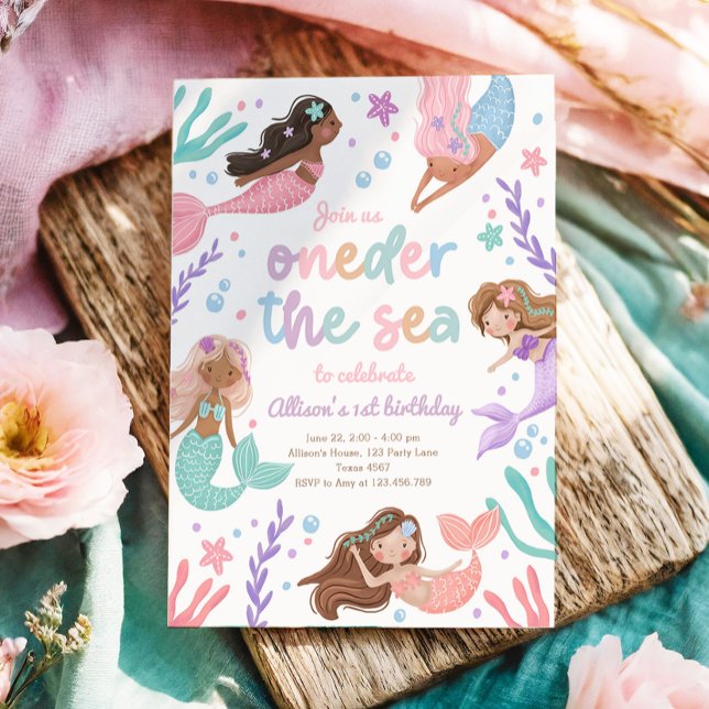 Invitación Sirenita abre el mar primer cumpleaños (Subido por el creador)