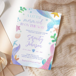 Invitación Sirenita acuarela bajo el mar Baby Shower