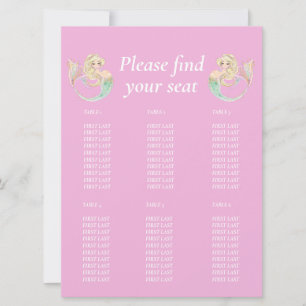 Invitación Sirenita Baby Shower. Gráfico de tabla rosa