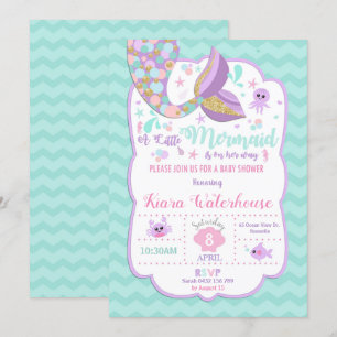 Invitación Sirenita Baby Shower invita a bebé Fiesta