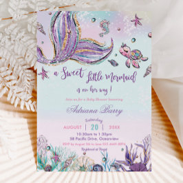 Invitación Sirenita Baby Shower Under Sea Baby Girl