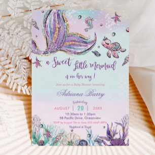 Invitación Sirenita Baby Shower Under Sea Baby Girl