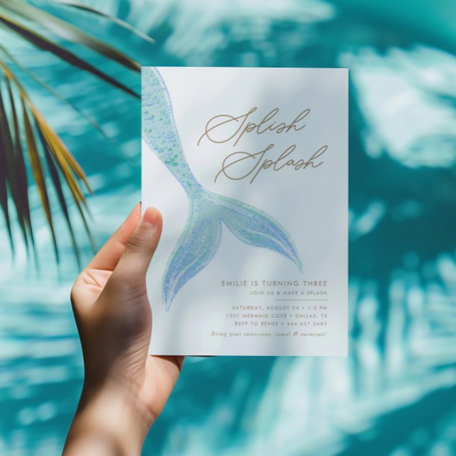 Invitación Sirenita bajo el mar Chicas Bonito Cumpleaños Azul (Subido por el creador)