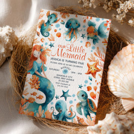 Invitación Sirenita Bajo El Mar Personalizado Chica