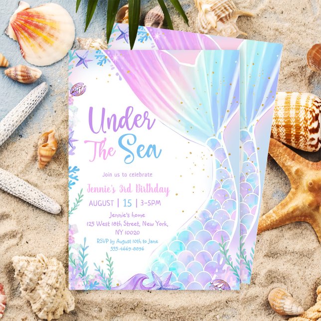 Invitación Sirenita Bajo El Mar Tercer Fiesta De Cumpleaños (Subido por el creador)