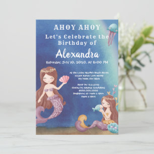 Invitación Sirenita Boho, fiesta de cumpleaños de Sea Boy