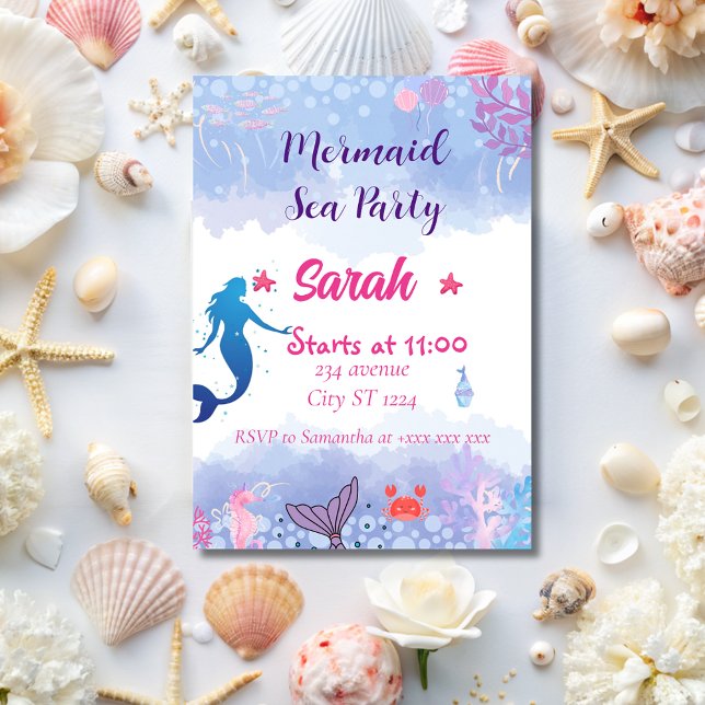 Invitación Sirenita caprichosa bajo el mar (Subido por el creador)