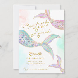 Invitación Sirenita chica bajo el mar Segundo cumpleaños