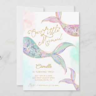 Invitación Sirenita chica bajo el mar Segundo cumpleaños