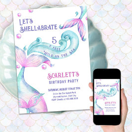 Invitación Sirenita con Shellabrate resquebrajada por el cump