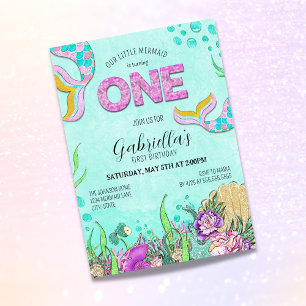 Invitación Sirenita cumple 1° cumpleaños
