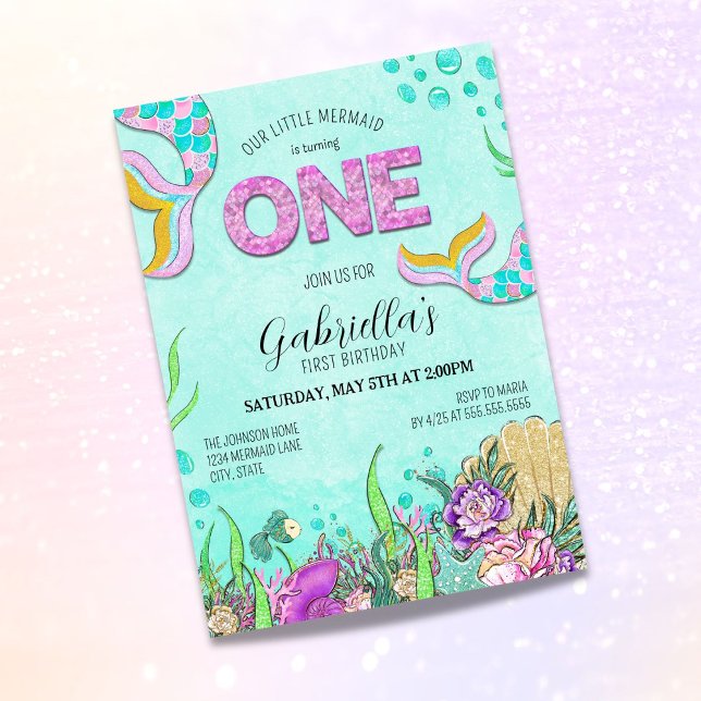 Invitación Sirenita cumple 1° cumpleaños (Subido por el creador)