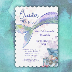 Invitación Sirenita Fiesta de cumpleaños 1 Oneder The Sea