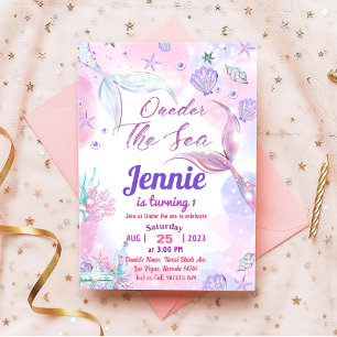 Invitación Sirenita Fiesta de cumpleaños bajo el Fiesta del m