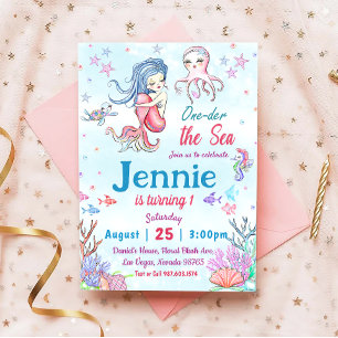 Invitación Sirenita Fiesta de cumpleaños, ONE der The Sea Fie