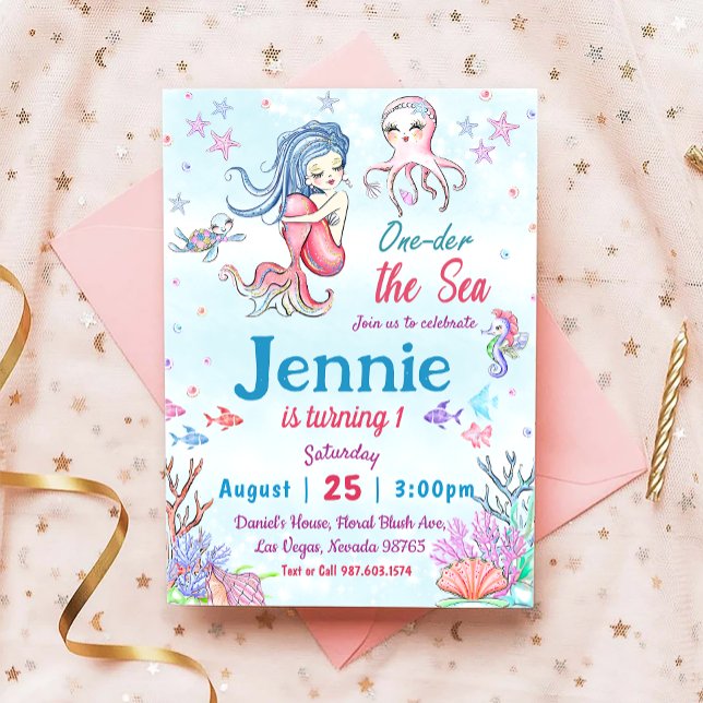Invitación Sirenita Fiesta de cumpleaños, ONE der The Sea Fie (Subido por el creador)