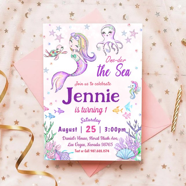 Invitación Sirenita Fiesta de cumpleaños, ONE der The Sea Fie (Subido por el creador)